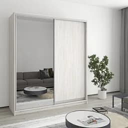 Шафа-купе дводверна MebelStar Комбо AL ДСП/Дзеркало 180x60x210 см Аляска сірий (MBS-2769)