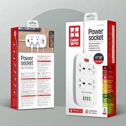 Фільтр живлення ColorWay 4 розетки, 4 USB (1QC3.0+3 AUTO ID), 1.8 м, білий (CW-CHU44QW) - мініатюра 4