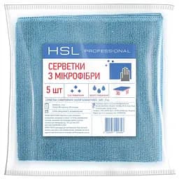 Серветки універсальні з мікрофібри HSL Professional блакитні 30x30 5 шт