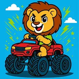 Картина за номерами для дітей "Лев на машині" Ideyka 25х25 см КНО1307
