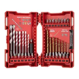 Набір біт ShW, свердел по металу RedHEX TiN, свердел для мультиматеріалів MILWAUKEE, (39шт), пластиковий кейс