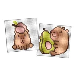 Алмазна мозаїка Капібара: персик та авокадо AMG1157 на самоклеючій основі 9x9 см