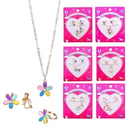 Набір біжутерії B4319 у серці, 3в1 сережки+кільце+ланцюжок (6923549043199) Микс