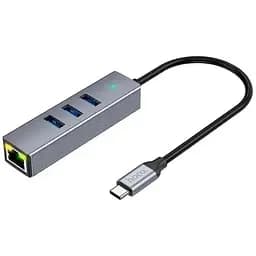 Переходник Hoco Hub HB34 USB to USB 3.0 x 3+RJ45 /19