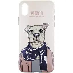 Чохол-накладка PUZOO TPU Glossy Shiny Powder Art dog iPhone X Brown Aboo