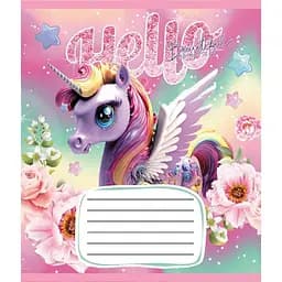 Зошит учнівський "Єдинороги" Leader 012-510065C-3 в косу лінію, 12 аркушів