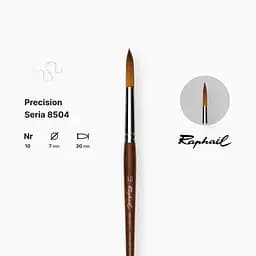 Пензель синтетика кругла (імітація соболя) Raphael Precision, №10, коротка ручка - мініатюра 2