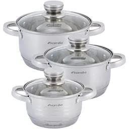 Набор кастрюль Kamille из нержавеющей стали с крышками 6 предметов (KM-4915)