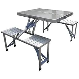 Стіл Tabe розкладний алюмінієвий валіза трансформер 4 стільці для пікніка дачі кемпінгу відпочинку на природі та у дворі