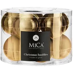 Комплект ялинкових кульок Mica Decorations скляні 6 см золоті 10 шт. (1180859)