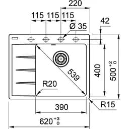 Кухонна мийка Franke Centro CNG 611-62 TL - мініатюра 2