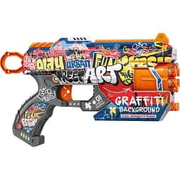 Игрушечный детский пистолет мех. с барабаном и мягким. патронами (12 шт.) (графити) (28 х 17,4см)