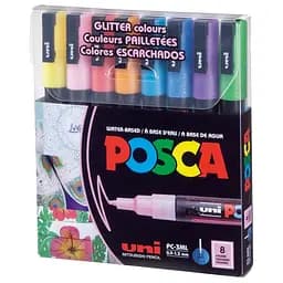 Набор маркеров Uni Posca Glitter Color 0.9-1.3 мм 8 шт. (PC-3ML GLITTER COLOR 8C)