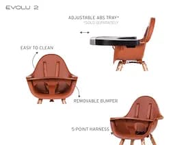 Стілець для годування Childhome Evolu 2 з бампером, коричневий (CHEVOCHRU) - мініатюра 18