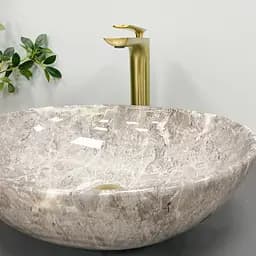 Умивальник VBI Parma grey stone glossy накладний VBI-011018, Сірий - мініатюра 5