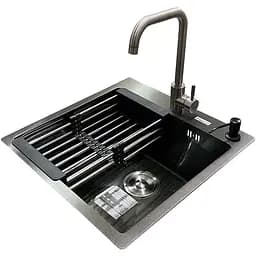 Комплект мийка + змішувач Romzha Arta U-450S BL (B)