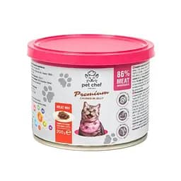 Корм влажный для взрослых кошек Pet Chef, кусочки в желе Мясной микс 200 г
