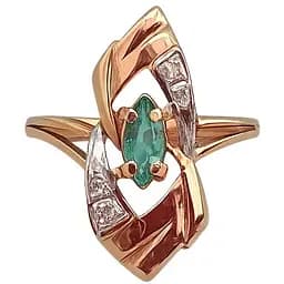 Золотое кольцо с бриллиантами и изумрудом. RE6178K 17,5