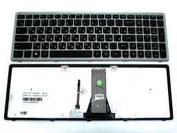 Клавіатура для LENOVO IdeaPad G500s, G505s, S500, S510p, Z510, Flex 15, 15D (RU Black frame Silver, Підсвітка клав). Оригінал.