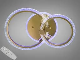 Люстра стельова LED Diasha A8180/2G, 55W, 3200K-6500K, золото, сучасний стиль з пультом, диммером та кольоровою підсвіткою