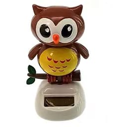 Сова танцующая на солнечной батарее Flip Flap 10.5х6х6 см коричневая