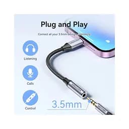 Перехідник Lightning to 3.5mm 0.1m cotton braided aluminum gray Vention (BMBHA) - мініатюра 11