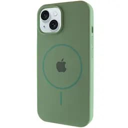 Чохол Epik Silicone Case Full Protective AA with MagSafe для Apple iPhone 15, 6.1 Зелений/Pine green