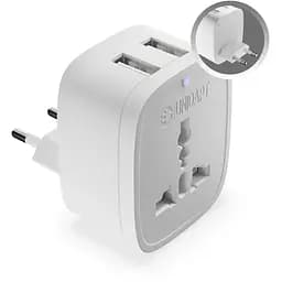 Європейський адаптер Unidapt типу C - World to Europe - 3 в 1 Міжнародний штекер живлення з 2 USB та AC - Універсальний вхідний