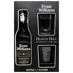 Віскі Evan Williams Black Kentucky Straight Bourbon Whiskey 43% 0.75 л + 2 склянки в подарунковій упаковці - мініатюра 2