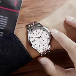Чоловічий кварцовий годинник Skmei 1581 Prestige сріблясті - мініатюра 3