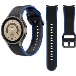 Ремінець для Samsung Galaxy Watch 5 44mm - чорно-синій ширина кріплення 20мм силікон розмір L Watchbands Double Line (W12-1WB12143133)