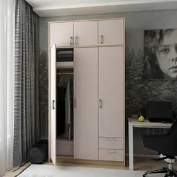 Шафа для одягу Doros Ронді з антресолей Дуб Артизан/Кашемір 3ДСП 121х52х236 (80737819)