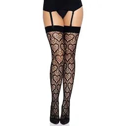 Ажурні панчохи із сердечками Leg Avenue Heart Black, One Size