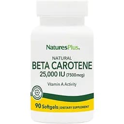 Вітаміни та мінерали Natures Plus Beta Carotene 25000 IU, 90 капсул