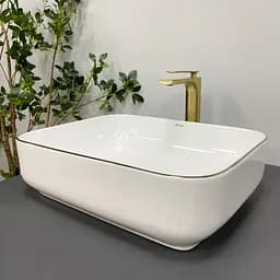 Умивальник VBI Palermo white rose gold Edge накладний VBI-012307, Золотий - мініатюра 5