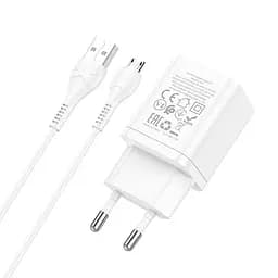 Набір із кабелем мережевий Hoco Maker dual port charger set N25 кабель Micro USB 2USB білий - мініатюра 2