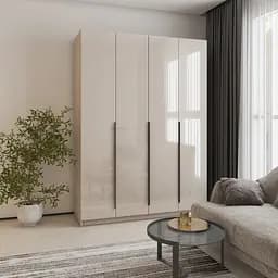 Шафа 4-дверна MebelStar Оскар Gloss BL-B, блок шухляд+полиці 160x52x220 см Кашемір/Кашемір (MBS-5294)