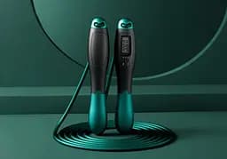 Швидкісна скакалка з лічильником EasyFit чорний-зелений - мініатюра 5