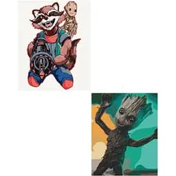 Набір картин за номерами 2 в 1 Art Craft Грут і Ракета 40х50 (16004-AC) та Грут танцює 40х50 см (16003-AC)