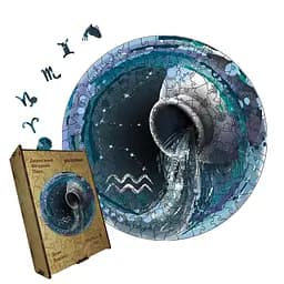 Пазл дерев'яний Знак Зодіаку Водолій, А5, Дерев'яна коробка 35 елементів