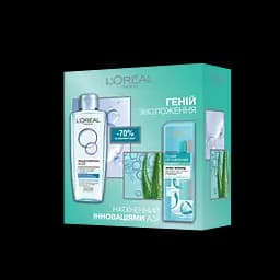 Подарунковий набір L’Oréal Paris: Міцелярна вода для нормальної та комбінованої шкіри, 200мл + Крем Аква-флюїд для обличчя геній зволоження для нормальної та змішаної шкіри, 70мл (ZUA03219)