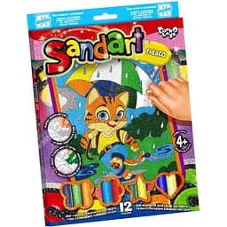 Набор для творчества Danko Toys SandArt Фреска из песка Кот с зонтиком SA-02-01…10