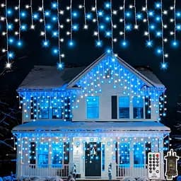 Рождественские огни Icicle Outdoor, 624LED 15M Водонепроницаемые сказочные огни с питанием от сетей с пультом