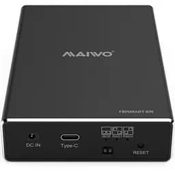 Зовнішня кишеня Maiwo внеш. для 2*HDD 2.5" SATA/SSD до 9,5мм через USB3.1 GEN2 Type-C, RAID 0,1, JBOD, алюм (K25272C)