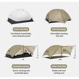 Намет двомісний Naturehike Mongar CNK2550WS016, 15D, сiрий - мініатюра 5