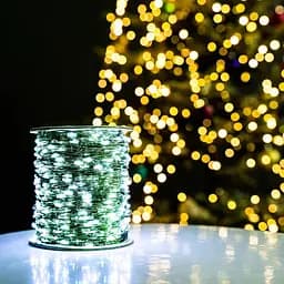 Гірлянда роса на зеленому проводі 50 метрів 500 лед Niki Light капля роси з режимами вулична гірлянда на пульті Біла - мініатюра 3