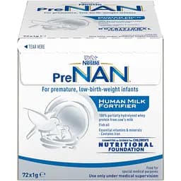 Збагачувач грудного молока Nestle PreNAN для підтримки росту недоношених і дітей, народжених із низькою масою тіла, з народження, 72 x 1 г (12460922)