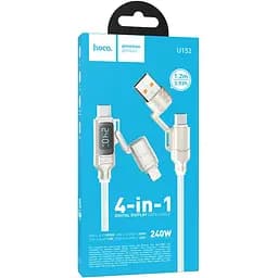 Дата кабель Hoco U152 Fortune 4in1 Type-C to Lightning/Type-C to USB 240W (1.2m) Light Gray - мініатюра 2