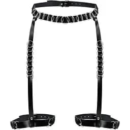 Гартери прикрашені кільцями Art of Sex - Geneva, Натуральна шкіра, Розмір XS-M