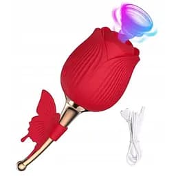 Вакуумный стимулятор клитора с вибрацией Boss Series Flirting Partner красный